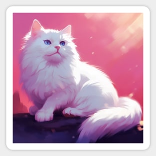 Innocence and Elegance: The Beauty of White Fluffy Cats Sticker